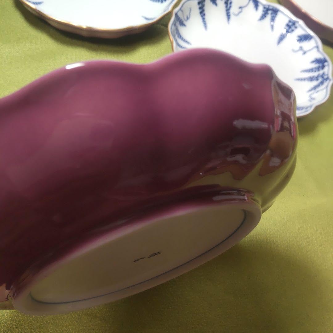 たち吉 パープル 皿 輪花 5枚 紫 金彩 花 染付 ホーム＆キッチン